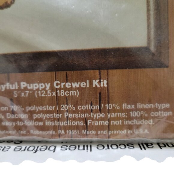 Caron Perkies Playful Puppy Crewel Kit 5"x7" 1980's Vintage Needlepoint DIY Craf - Picture 6 of 8